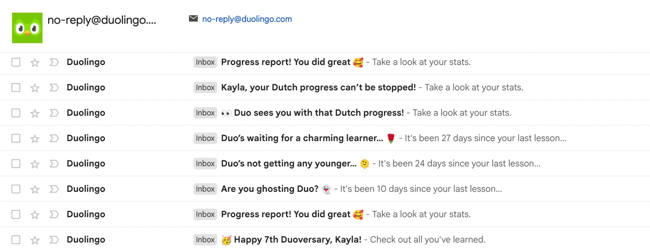 Adaptive marketing strategy example from Duolingo